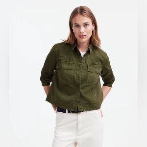 MADEWELL Pintucked Utility Chore Long-Sleeve Shirt in Chino SZ XS